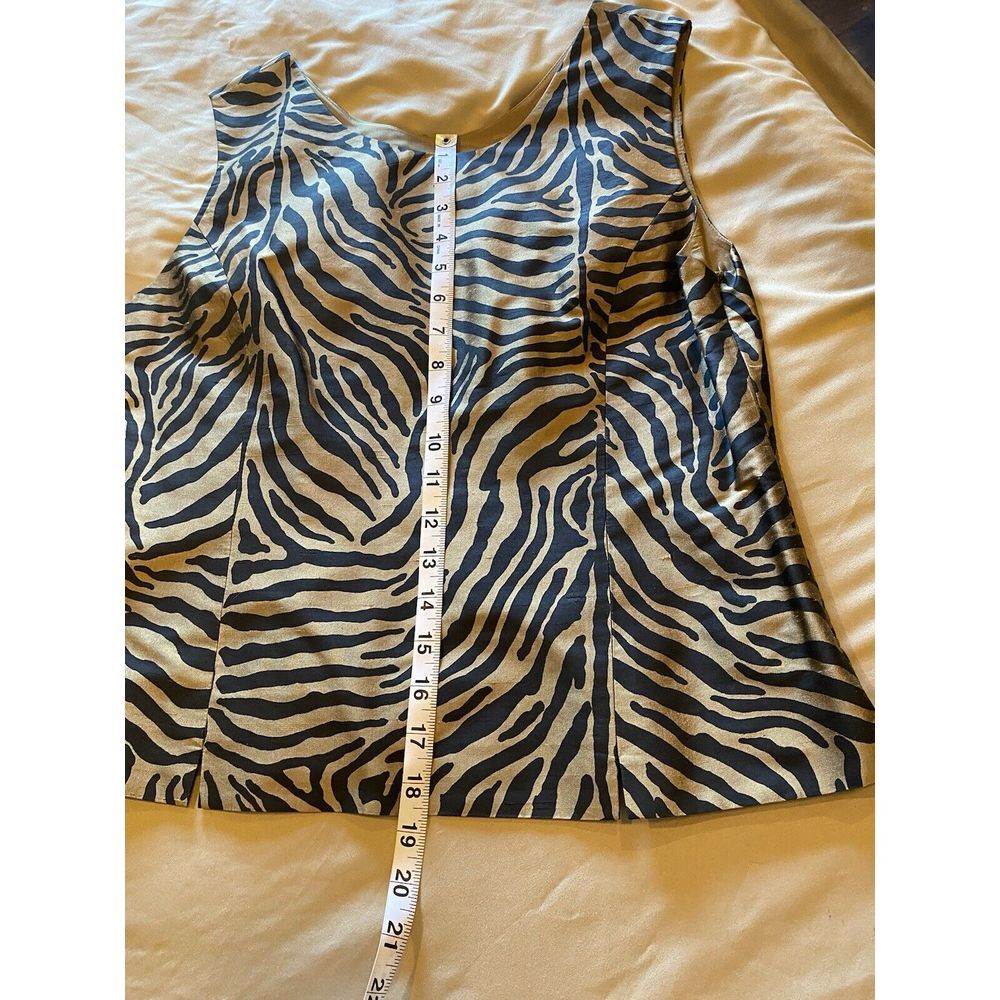 Ann May 100% Silk Zebra Stripe 2Pc Sleeveless Top & ButtonUp Shirt‎ Jacket Small - Picture 3 of 8